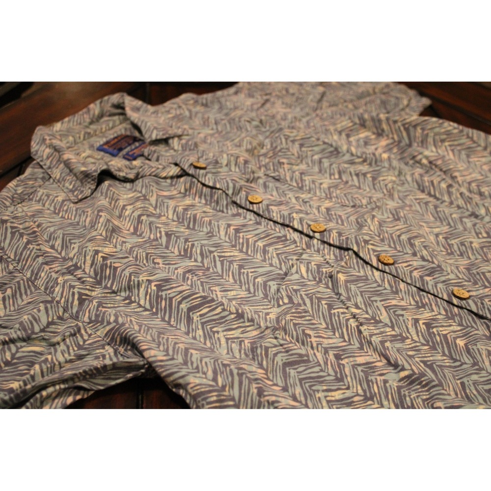 Pendleton Shirt Mens Large Gray Herringbone Bamboo Short Sleeve Button Up